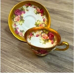 Vintage 1940’s Royal Chelsea golden rose English fine bone china tea set.